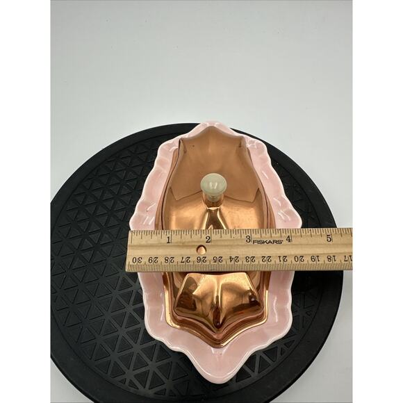 Vintage Ceramic Butter Dish Pottery Studio art USA Cooper Lid MCM - Picture 8 of 9